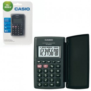 Калькулятор карманный CASIO HL-820LV-BK-S, 8 разрядов, 104х63х7,4 мм, пластик, черный