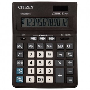 Калькулятор настольный CITIZEN "Business Line CDB1201BK", 12 разрядов, 205х155х35 мм, пластик, черный