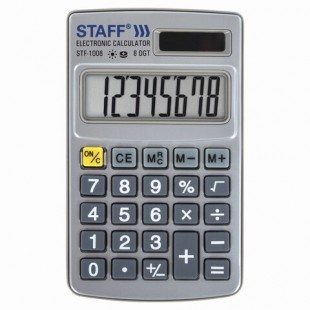 Калькулятор STAFF карманный металлический STF-1008, 8 разрядов, двойное питание, 103х62 мм