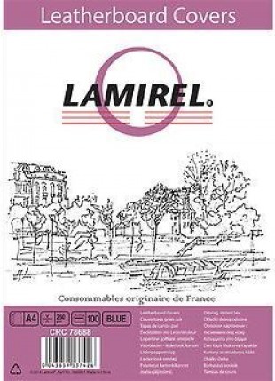 Обложки для переплета LAMIREL "Chromolux", А4, 230 г/м2, картон, синий глянцевый, комплект 100 шту