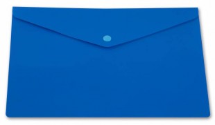 Папка-конверт на кнопке БЮРОКРАТ, А4, 180 мкм, пластик, синий