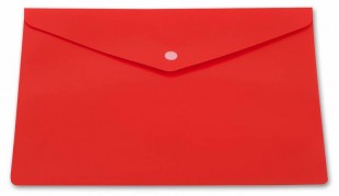 Папка-конверт на кнопке БЮРОКРАТ, А4, 180 мкм, пластик, красный