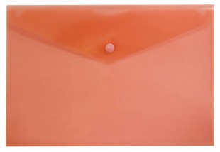 Папка-конверт на кнопке БЮРОКРАТ, А4, 150 мкм, пластик, красный прозрачный