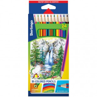 Карандаши с двухцветным грифелем BERLINGO "Водопад", 24 цвета, шестигранные