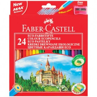 Карандаши цветные с точилкой FABER-CASTELL, шестигранные, набор 24 цветов
