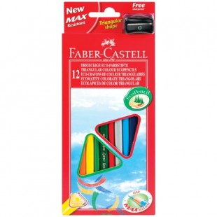 Карандаши цветные с точилкой FABER-CASTELL, трехгранные, набор 12 цветов