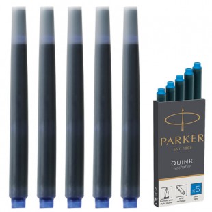Чернильные картриджи смываемые PARKER "Cartridge Quink", синий, комплект 5 штук