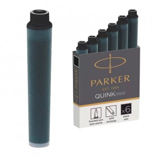 Чернильные картриджи PARKER "Cartridge Quink Mini", черный, комплект 6 штук