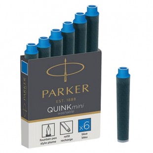 Чернильные картриджи смываемые PARKER "Cartridge Quink Mini", синий, комплект 6 штук
