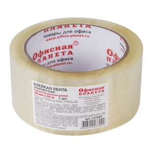 Клейкая лента ОФИСНАЯ ПЛАНЕТА, 48 мм х 66 м, 45 мкм, прозрачный