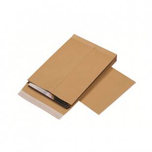 Конверты-пакеты объемные КУРТ, С4, отрывная полоса, крафтовая бумага, коричневый, комплект 25 штук