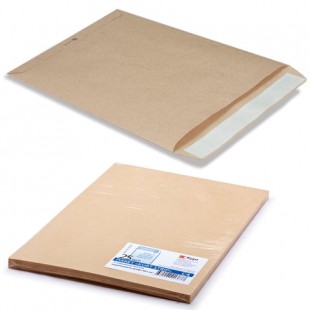Конверты-пакеты КУРТ, С4, отрывная полоса, крафтовая бумага, коричневый, комплект 25 штук