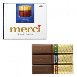 Конфеты шоколадные MERCI "Ассорти из молочного шоколада", 250 г, коробка