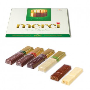 Конфеты шоколадные MERCI "Ассорти из шоколада с миндалем", 250 г, коробка