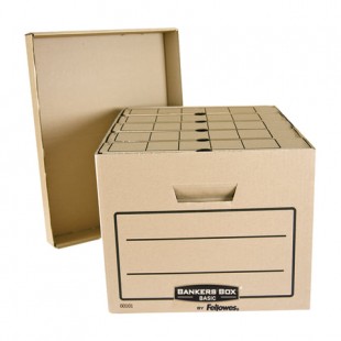 Короб архивный с крышкой FELLOWES "Bankers Box. Basic", 270 мм, гофрокартон, бурый