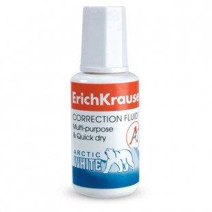 Корректирующая жидкость ERICH KRAUSE "Arctic White", 20 мл, экстра-белизна, флакон с кисточкой