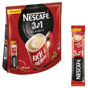 Кофе растворимый NESCAFE "3 в 1 Классик", 20 пакетов