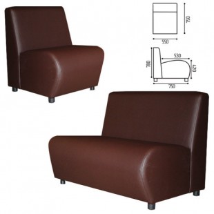 Кресло "V-600", 780х550х750 мм, без подлокотников, экокожа, коричневое