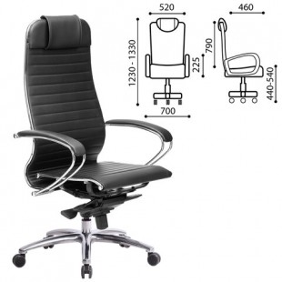 Кресло руководителя МЕТТА "Samurai K-1.04", кожа/металл, черный