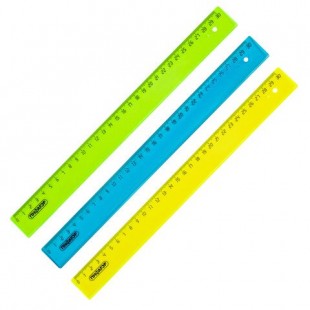 Линейка ПИФАГОР, 30 см, пластик, прозрачный неон ассорти