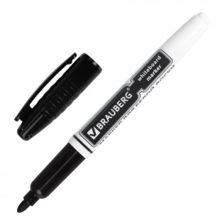 Маркер для доски BRAUBERG, круглый наконечник 4 мм, черный