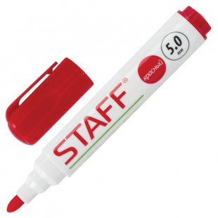Маркер для доски STAFF "Manager", круглый наконечник 5 мм, красный