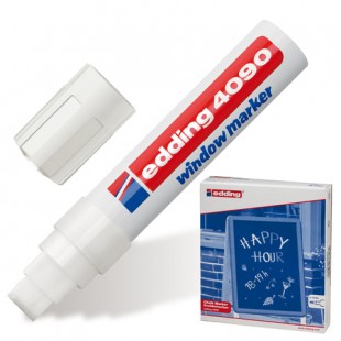 Маркер меловой EDDING "4090", скошенный наконечник 4-15 мм, белый