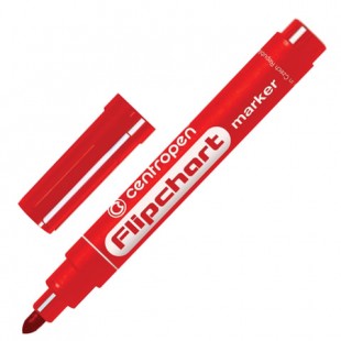 Маркер для флипчарта CENTROPEN, круглый наконечник 2,5 мм, красный