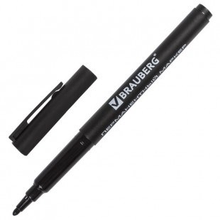 Маркер перманентный BRAUBERG "CLASSICLine", круглый тонкий наконечник 1 мм, черный