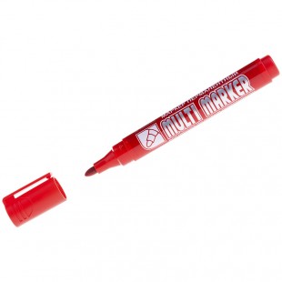 Маркер перманентный CROWN "Multi Marker", круглый наконечник 3 мм, красный