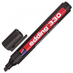 Маркер перманентный EDDING 330, скошенный наконечник 1-5мм, черный