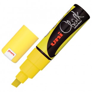 Маркер меловой UNI "Chalk", скошенный наконечник 2-8 мм, желтый