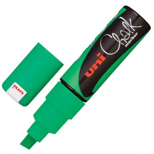 Маркер меловой UNI "Chalk", скошенный наконечник 2-8 мм, зеленый