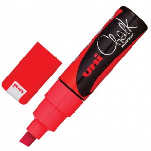 Маркер меловой UNI "Chalk", скошенный наконечник 2-8 мм, красный