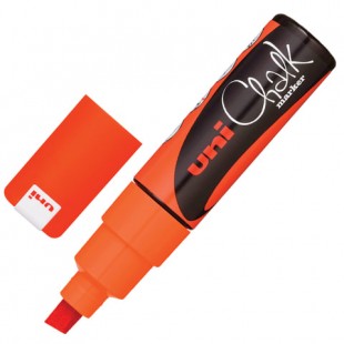 Маркер меловой UNI "Chalk", скошенный наконечник 2-8 мм, оранжевый