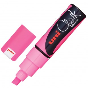 Маркер меловой UNI "Chalk", скошенный наконечник 2-8 мм, розовый