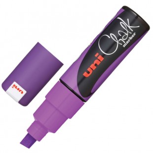 Маркер меловой UNI "Chalk", скошенный наконечник 2-8 мм, фиолетовый