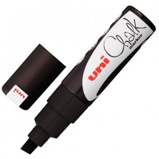 Маркер меловой UNI "Chalk", скошенный наконечник 2-8 мм, черный