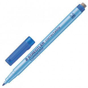 Маркер стираемый STAEDTLER "Lumocolor", круглый наконечник 1 мм, синий