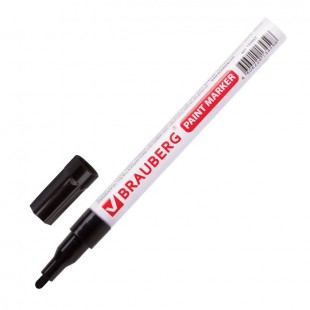 Маркер-краска BRAUBERG "Professional", круглый наконечник 1-2 мм, черный