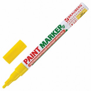 Маркер-краска BRAUBERG "Professional", круглый наконечник 1-2 мм, желтый