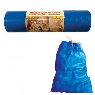 Мешки для мусора КОНЦЕПЦИЯ БЫТА, 100 л, 40 мкм, ПВД, синий, рулон 10 штук