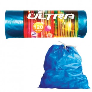 Мешки для мусора КОНЦЕПЦИЯ БЫТА, 120 л, 30 мкм, ПВД, синий, рулон 10 штук