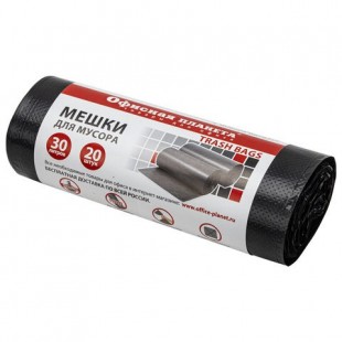 Мешки для мусора ОФИСНАЯ ПЛАНЕТА, 30 л, 10 мкм, пнд, черный, рулон 20 штук