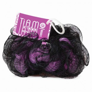 Мочалка TIAMO "Шар Премиум", 42 г, нейлон, черный/розовый