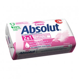 Мыло-крем туалетное антибактериальное ABSOLUT "Нежное", 90 г, флоу-пак
