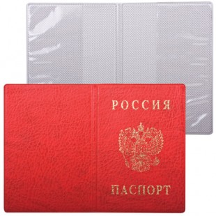 Обложка "Паспорт России", вертикальная, ПВХ, цвет красный, "ДПС", 2203.В-102