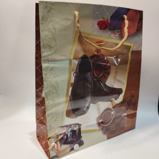 Пакет подарочный SCHREIBER "Деловой", 26х32х10 см, ламинация, микс