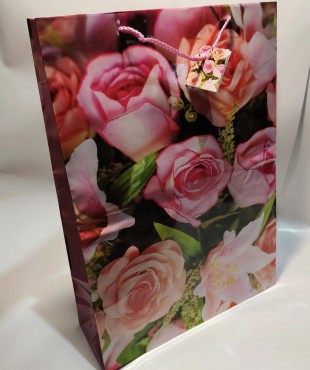 Пакет подарочный MILAND "Розы и лилии", 33х45х10 см, ламинация, микс