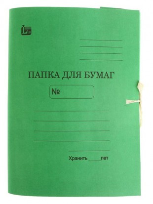 Папка на завязках ЛИХТ, А4, 370 г/м2, картон, зеленый